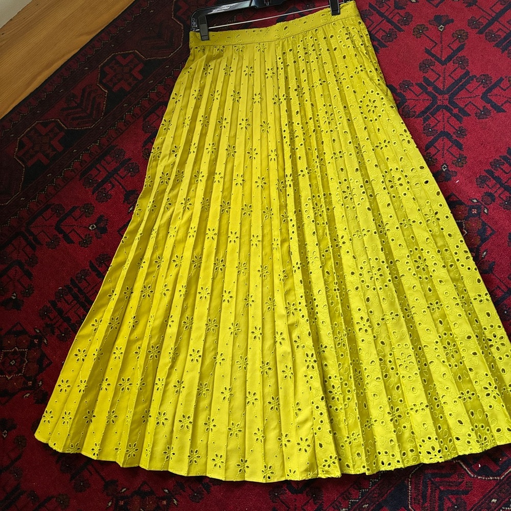 Zara Yellow Eyelet A-Line Skirt